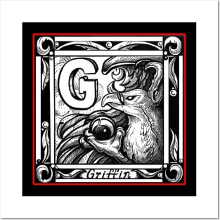 G is For Griffin - Red Outline Version Posters and Art